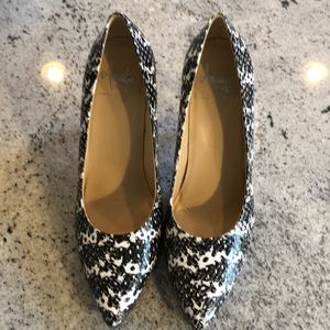 Amalfi made in Italy Black white snakeskin heels